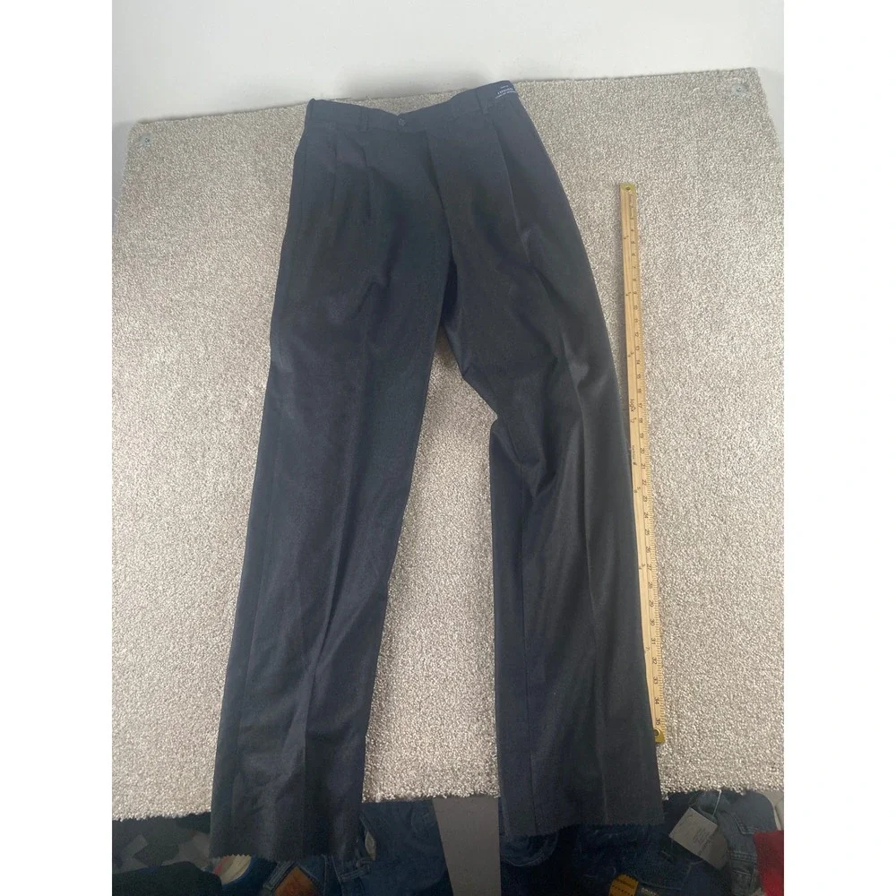 Austin Reed Mens 33 Wool Cashmere Dress Pants Charcoal Unhemmed Pleated NWT